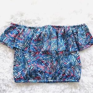 off the shoulder bright crop top